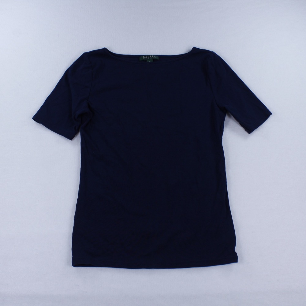 Lauren Ralph Lauren Boat Neck Top Embroidered RL Logo Knit Shirt Women's M